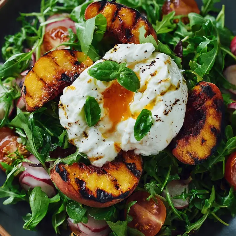 Gegrillter Pfirsich Und Burrata Salat