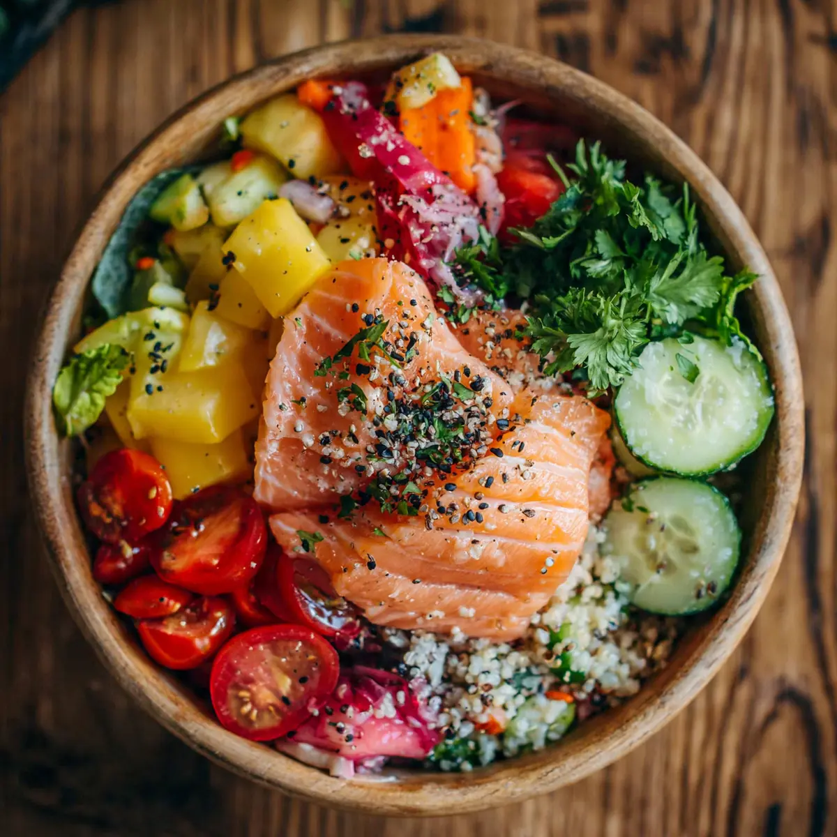 Gesunde Lachs Bowl Für Die Diät