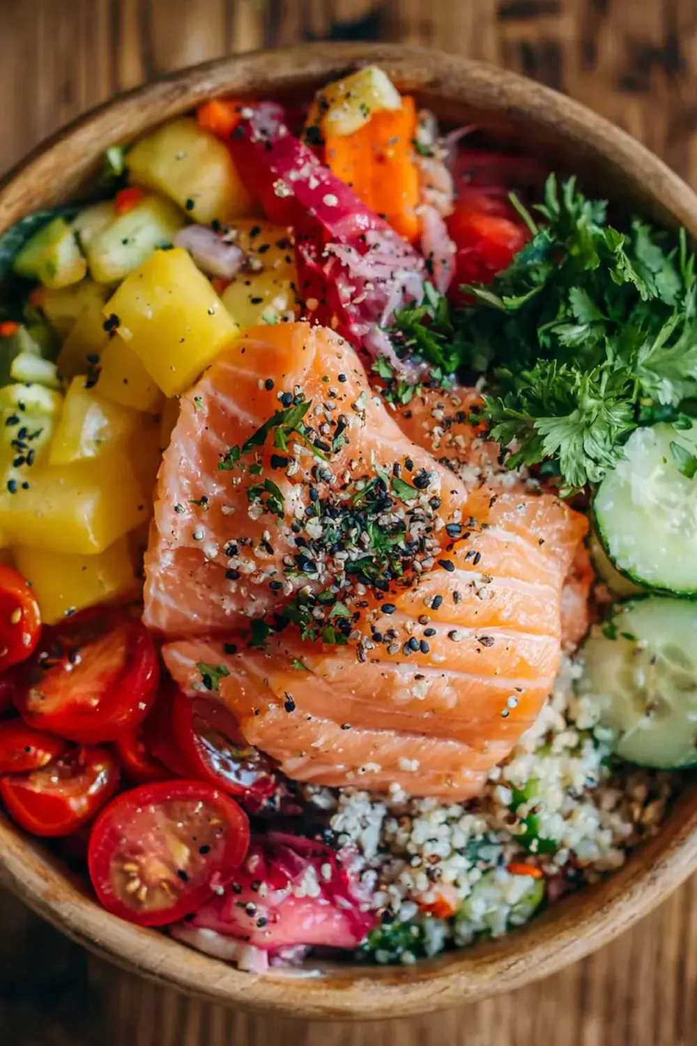 Gesunde Lachs Bowl für die Diät