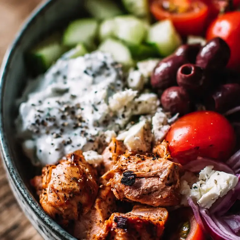 Griechischer Hähnchen Und Gemüse Bowl