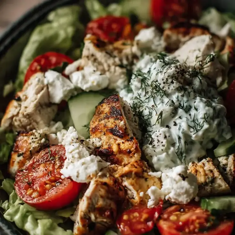 Griechischer Hähnchensalat Mit Tzatziki Und Feta