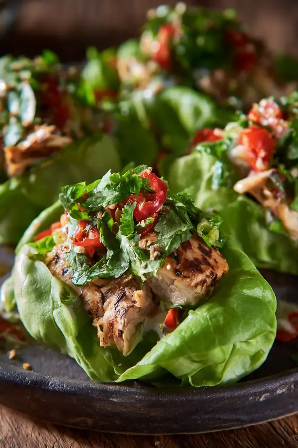 Hähnchen-Salatblatt-Tacos (Unter 300 Kalorien)