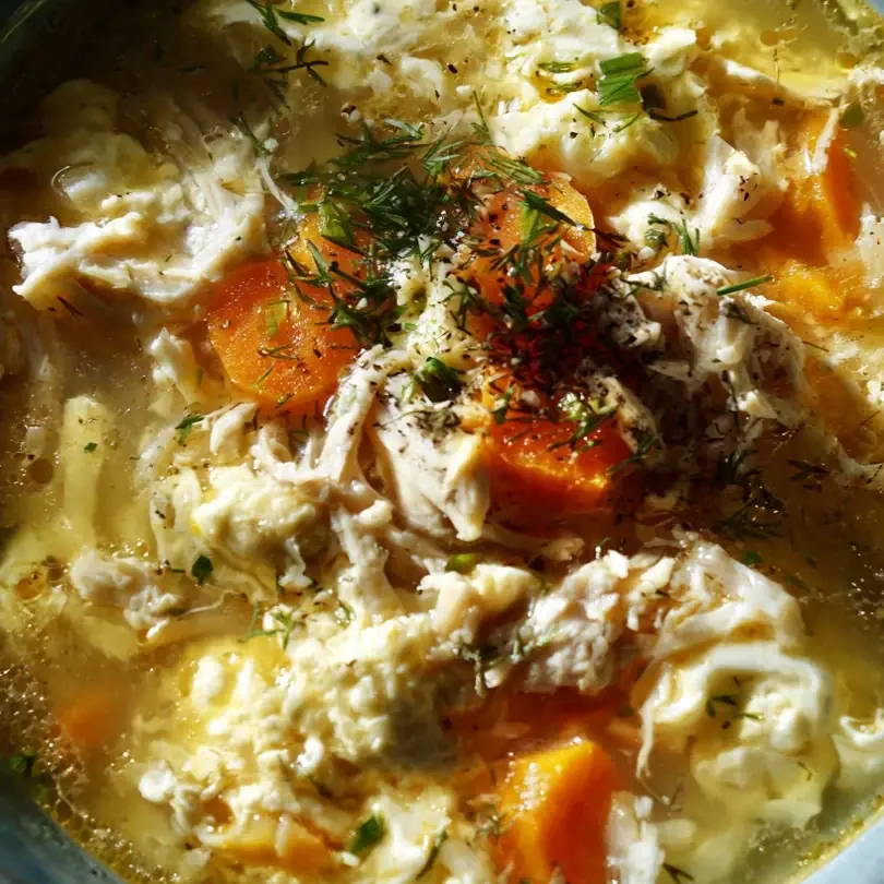 Kalorienarme Ei-Drop-Suppe Mit Hähnchen