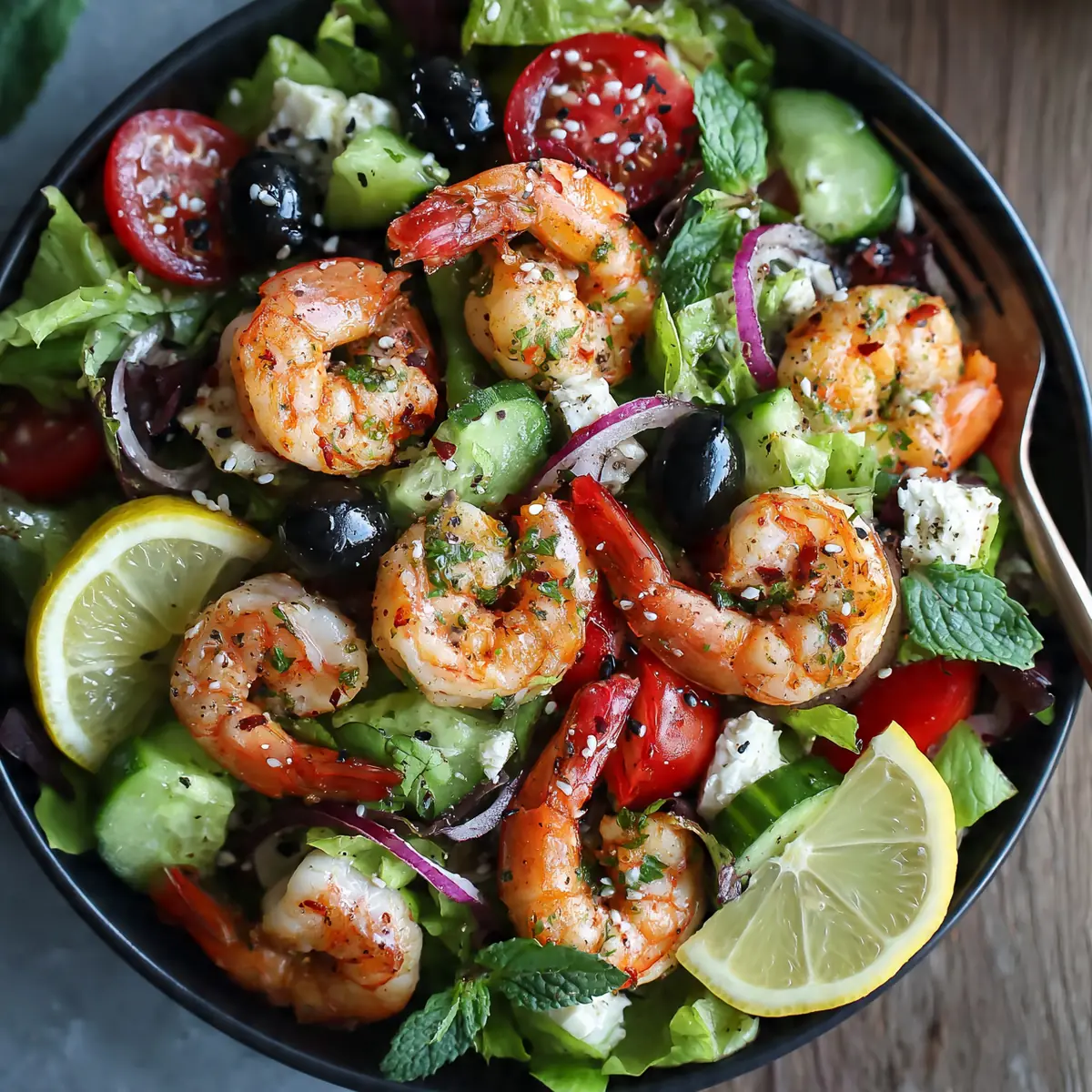 Low Calorie Griechischer Salat Mit Garnelen