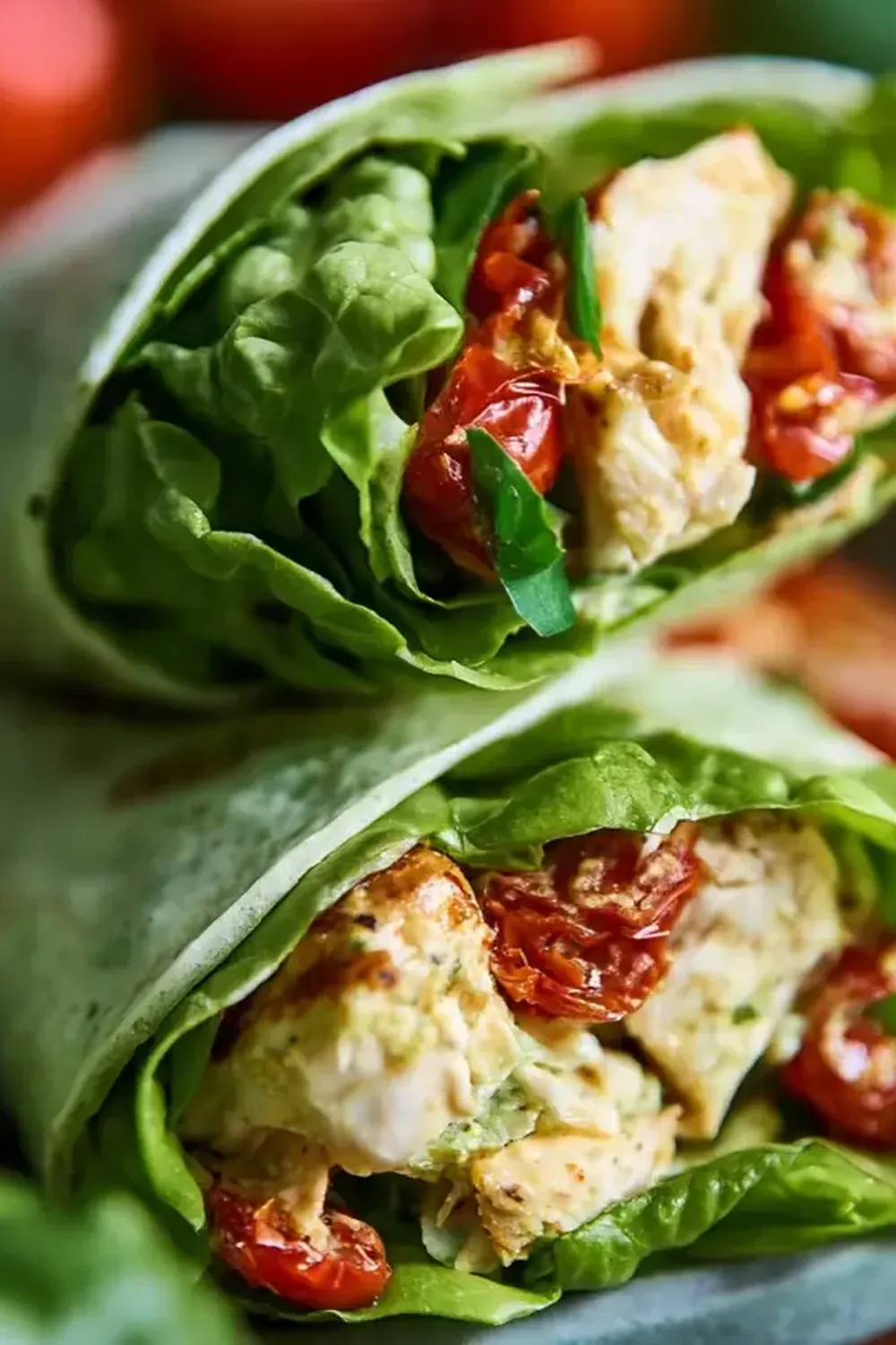 Low Carb Hähnchen-Wrap mit Salatblättern