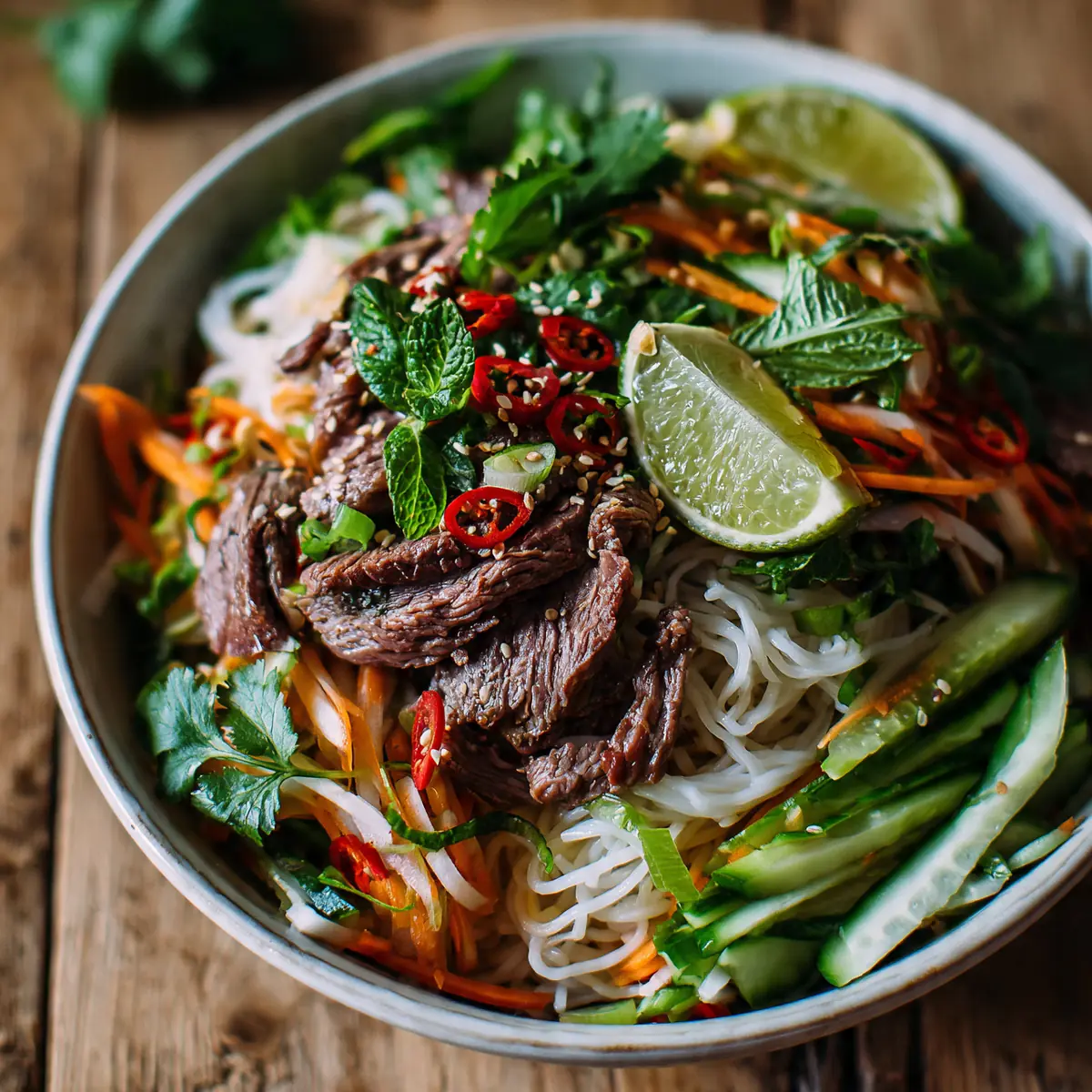 Vietnamesischer Rindfleisch-Nudelsalat