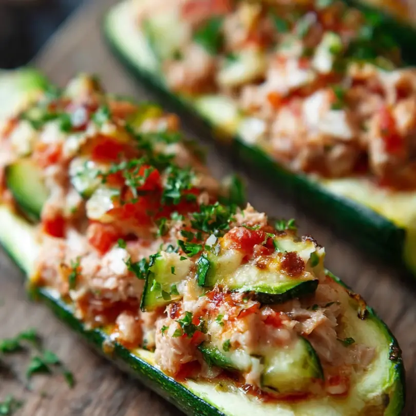 Zucchini-Schiffchen Mit Thunfisch Gefüllt