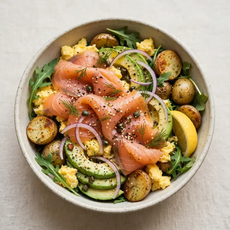 Elegante Räucherlachs-Frühstücks-Bowls