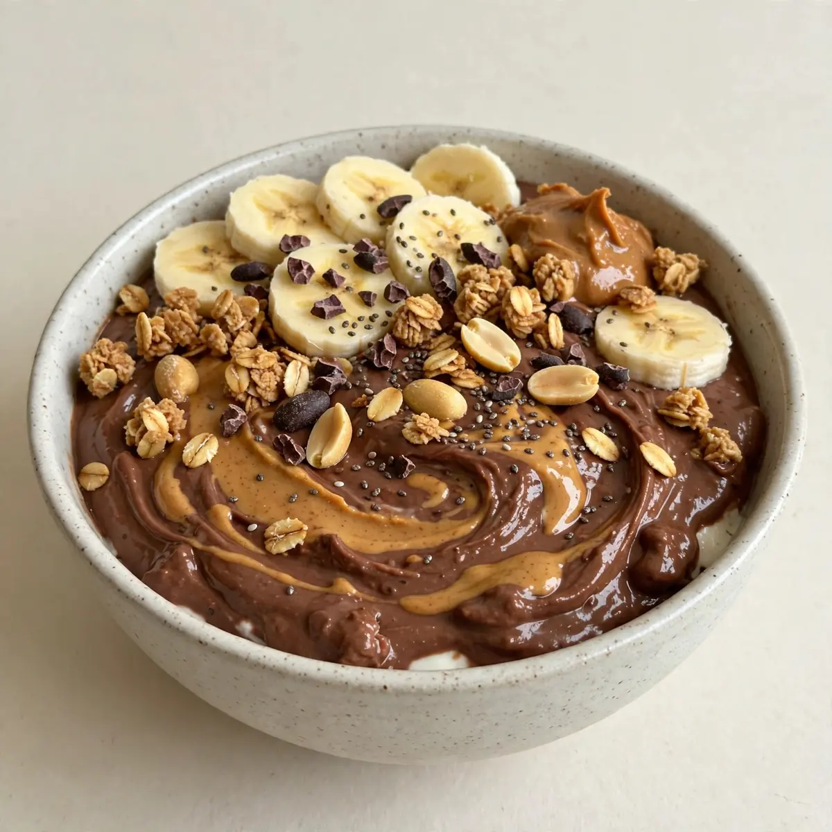 Gourmet Schoko-Erdnussbutter Protein Joghurt Bowl