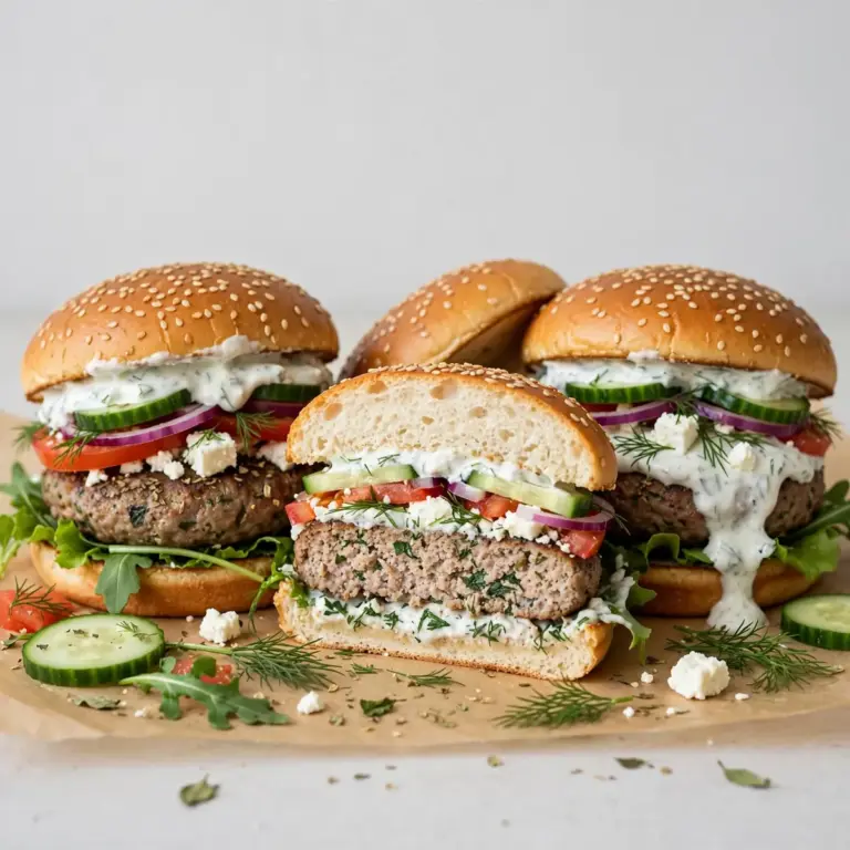 Griechische Puten-Burger mit Feta & Tzatziki Restaurant-Style