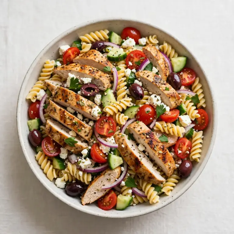 Griechischer Pasta-Salat mit Hähnchen: Edles Gericht