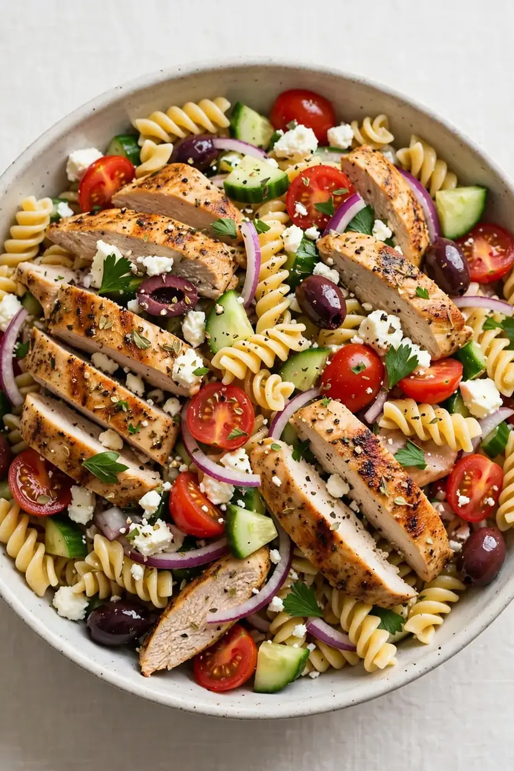 Greek Chicken Pasta Salad