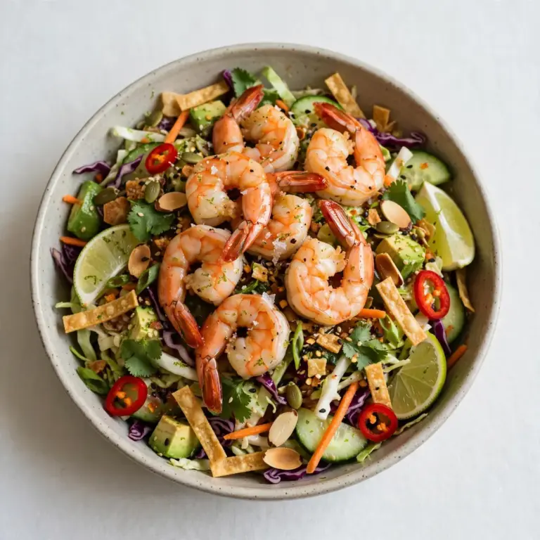 Knackiger Chili-Limetten-Garnelen-Salat im Restaurant-Stil