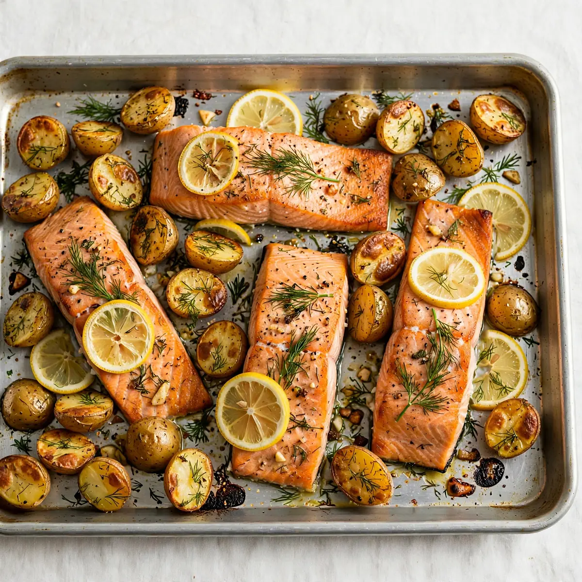 Restaurant-Lachs vom Blech mit Dill-Kartoffeln