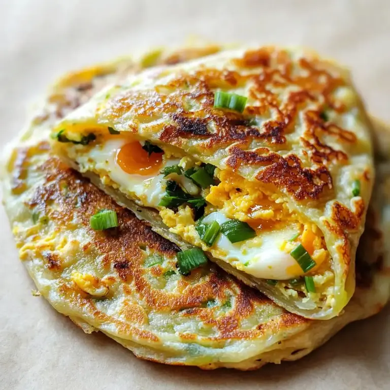 Restaurant-Qualität: Frühlingszwiebel-Pfannkuchen mit Ei