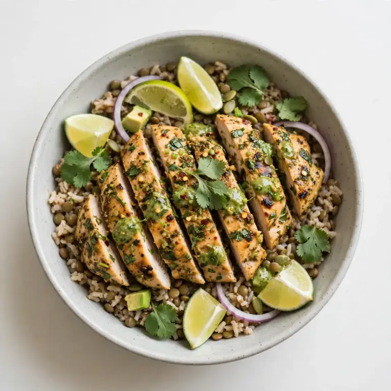 Restaurant-Qualität: Koriander-Limetten-Hähnchen mit Linsen-Reis-Bowls
