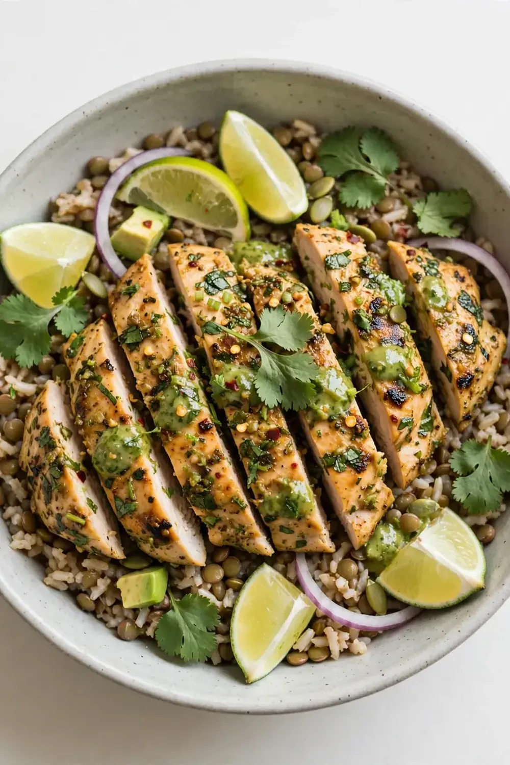 Cilantro Lime Chicken and Lentil Rice Bowls