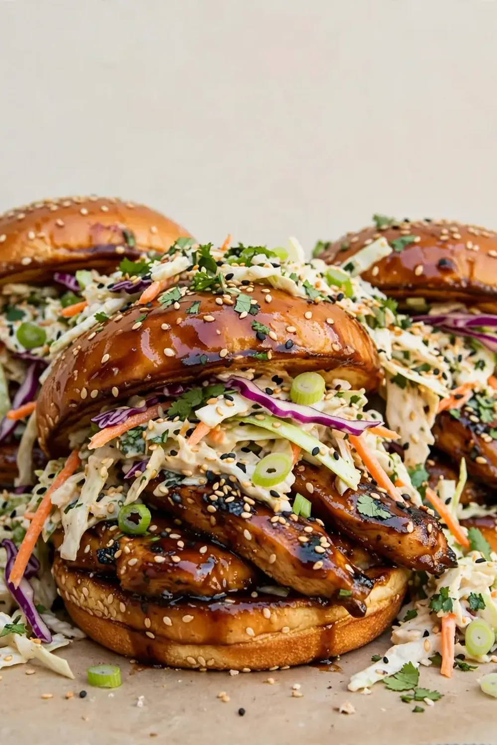 Chicken Teriyaki Burgers with Sesame Slaw