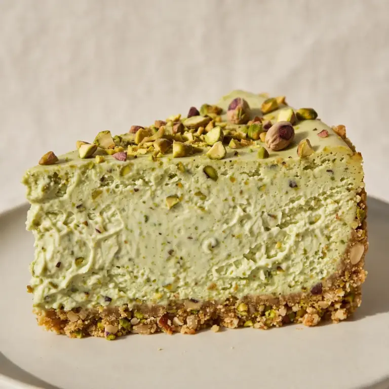 Restaurant-Style High-Protein Pistachio Cheesecake