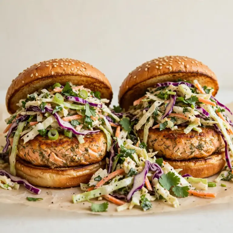 Restaurant-Traum: Lachssaftige Burger mit Krautsalat