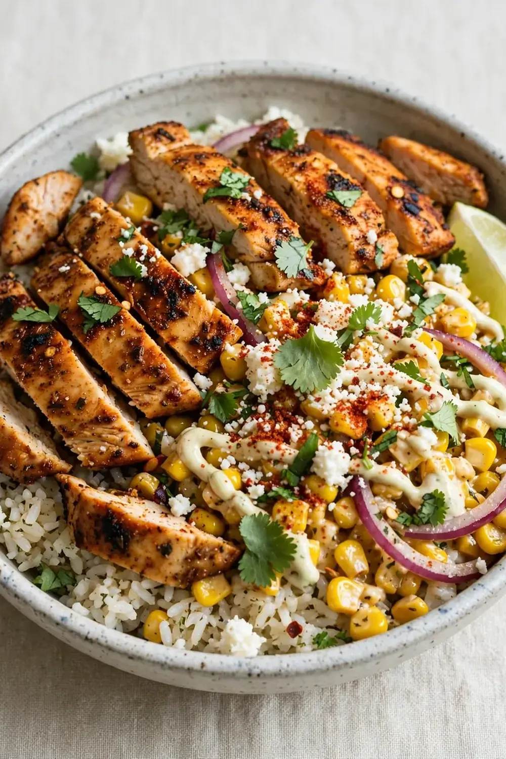 Street Corn Chicken Rice Bowls