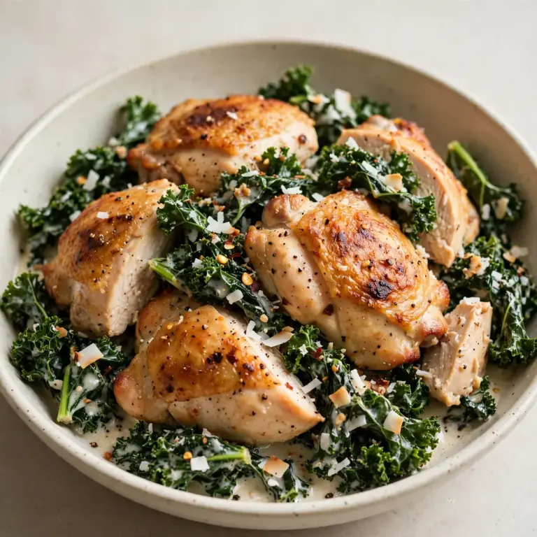 Restaurant-Würdiges Hähnchen mit Kokos-Grünkohl