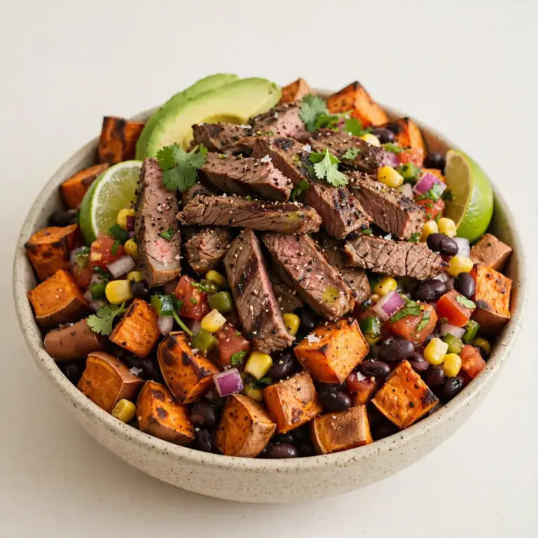 Restauranttaugliche Carne Asada Süßkartoffel-Bowls