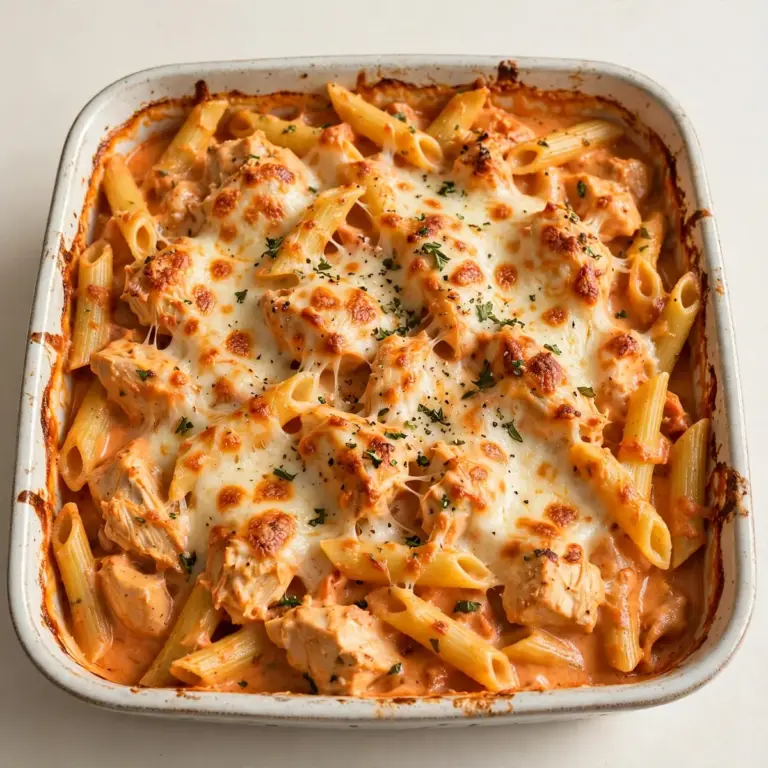 Blitzschneller Cremiger Hähnchen-Tomaten-Pasta-Auflauf
