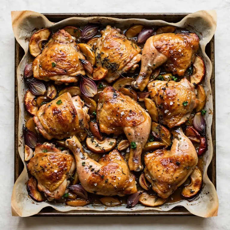 Blitzschnelles Sheet Pan Apple Cider Hähnchen Feierabend