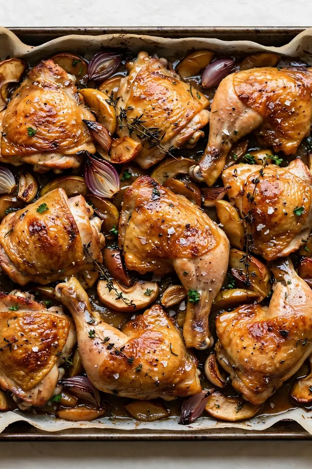 sheet pan apple cider chicken