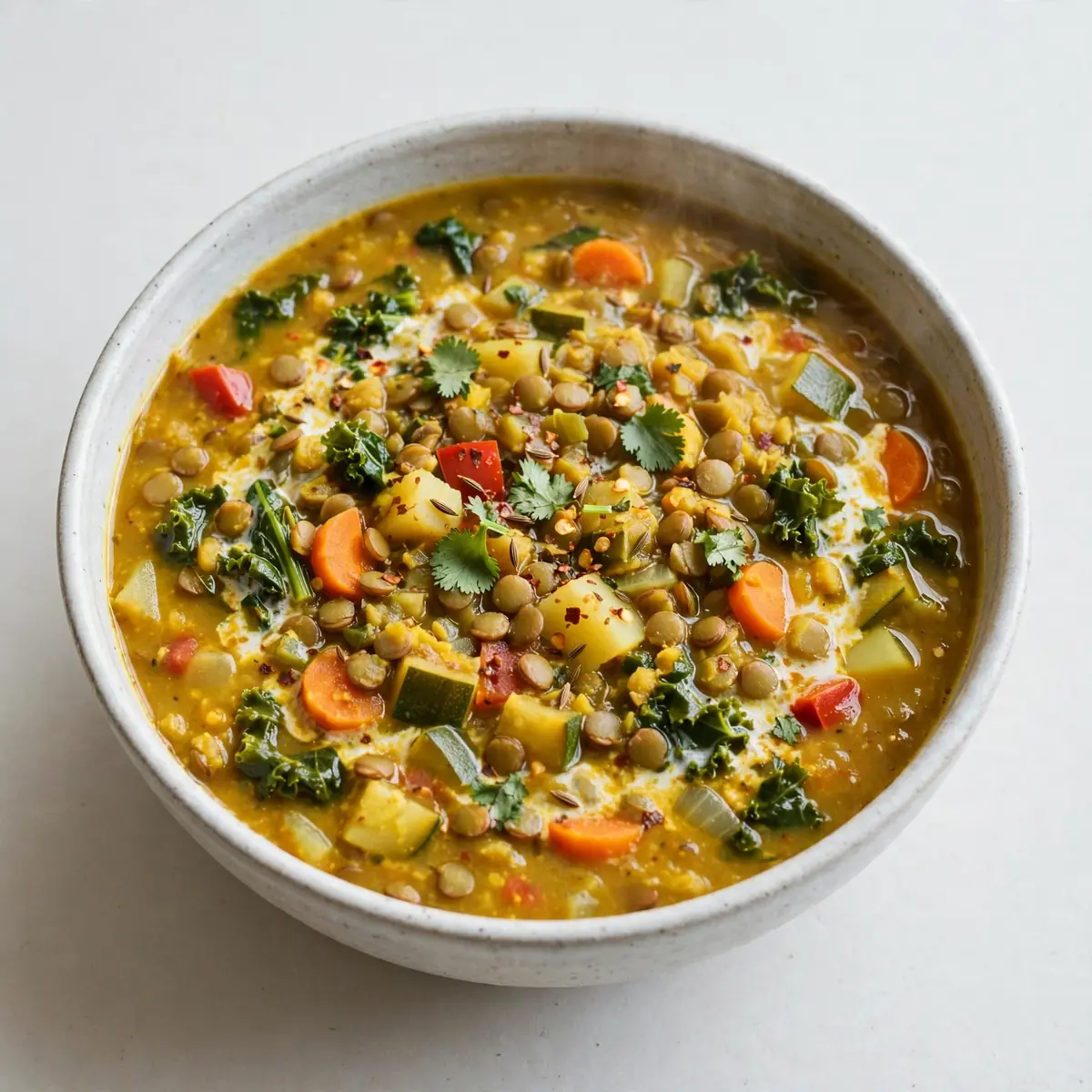 Fixe Ein-Topf Curry-Linsen-Gemüse-Suppe
