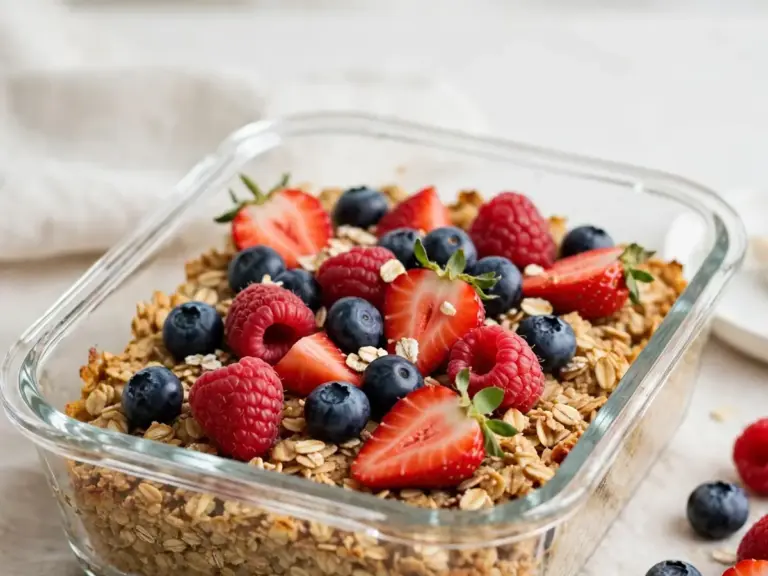 Baked Oats mit Beeren: Meal-Prep-Frühstück