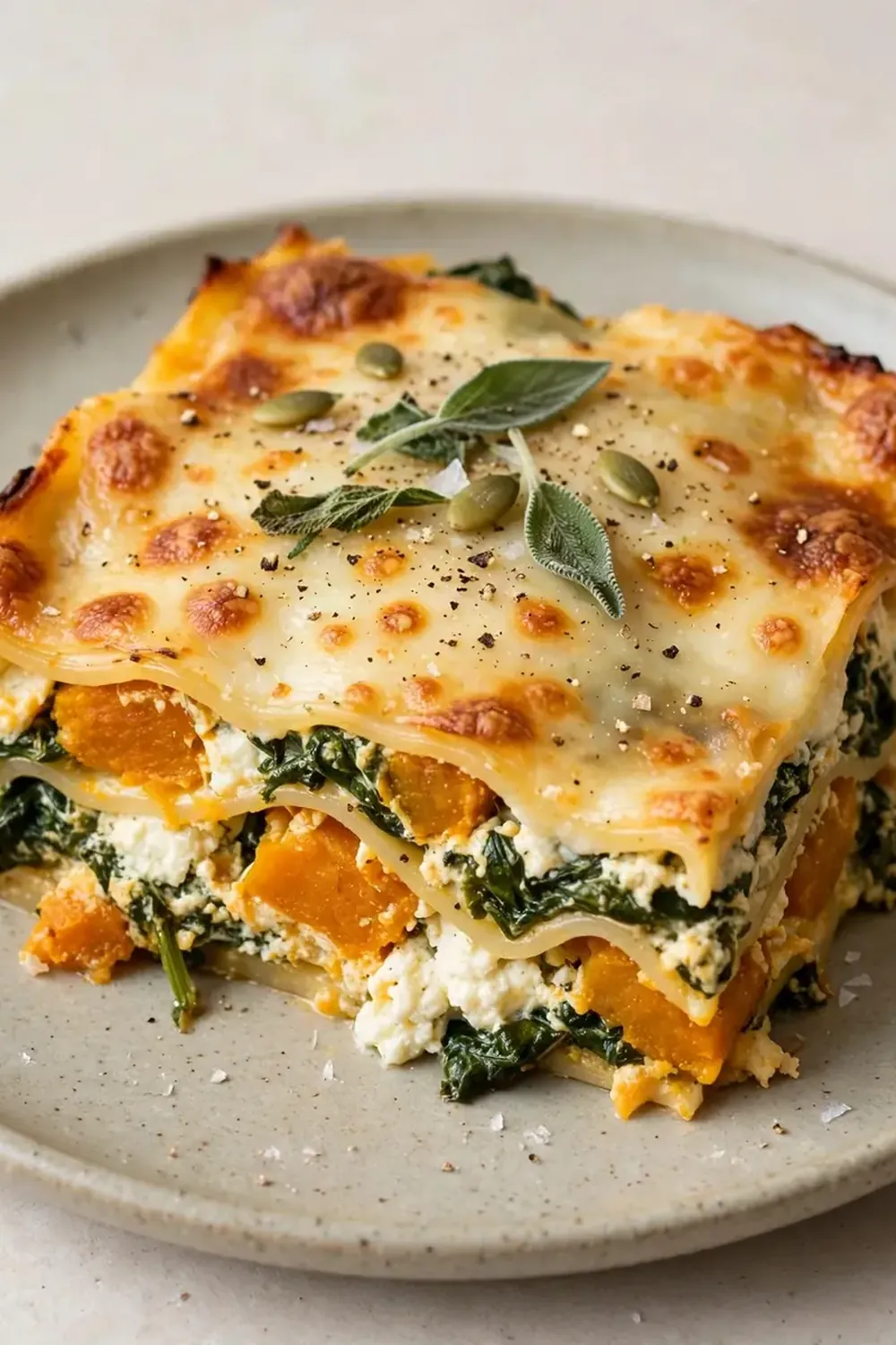 kürbislasagne mit spinat und ricotta
