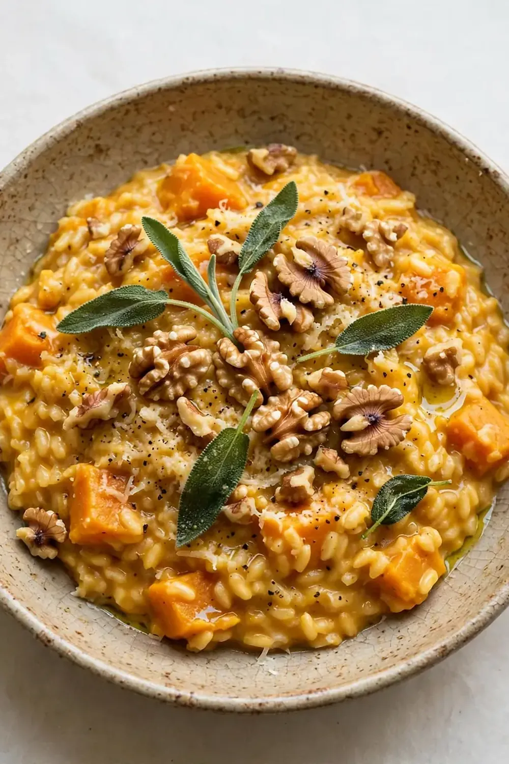 kürbis risotto mit salbei und walnüssen