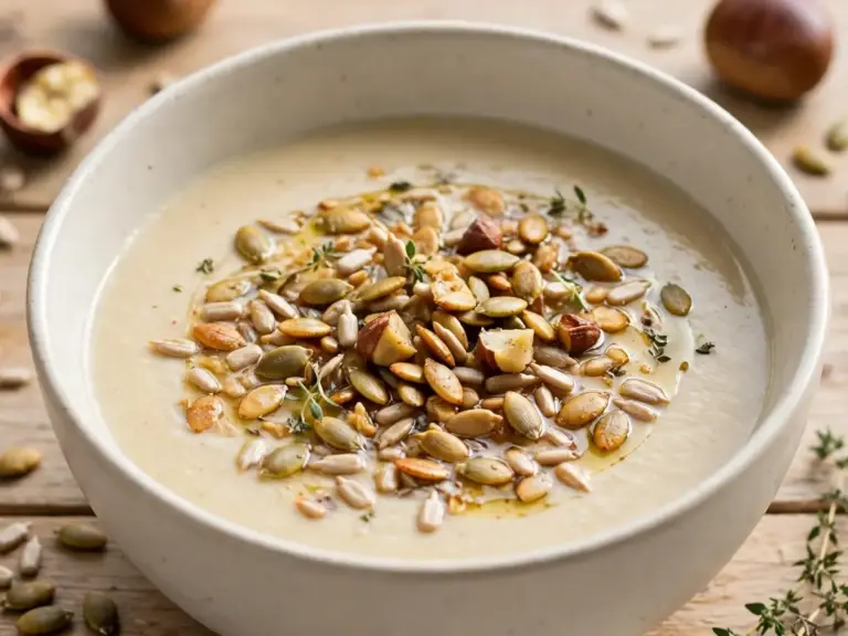 Maronen-Creme-Suppe mit gerösteten Kernen