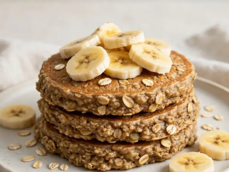 Pancakes mit Haferflocken und Banane ohne Zucker