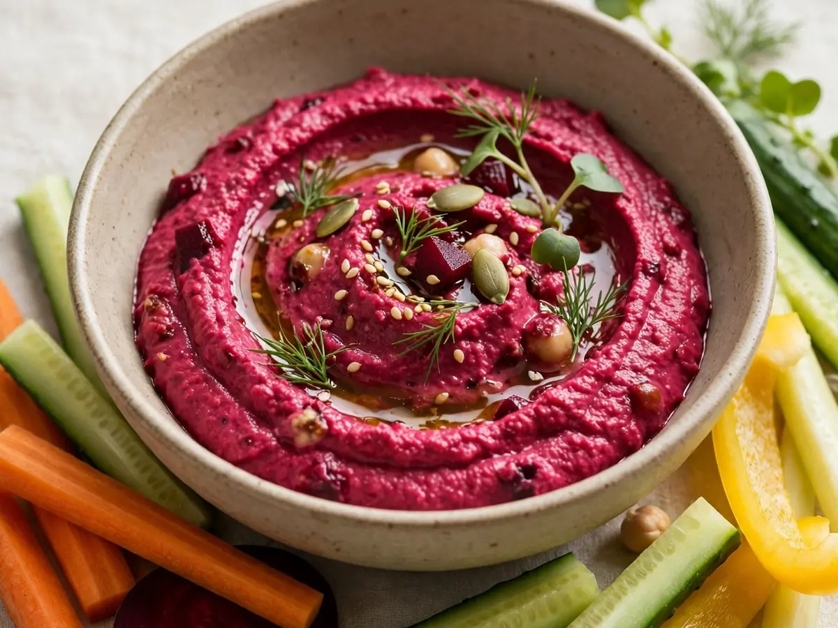 Rote-Bete-Hummus als gesunder Snack